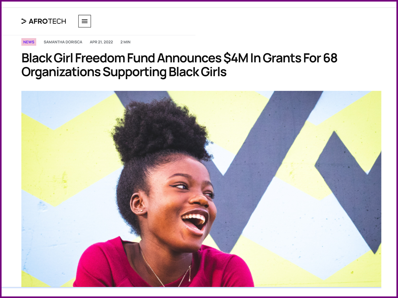 Afrotech feature: Black Girl Freedom Fund Announces $4M In Grants For 68 Organizations Supporting Black Girls