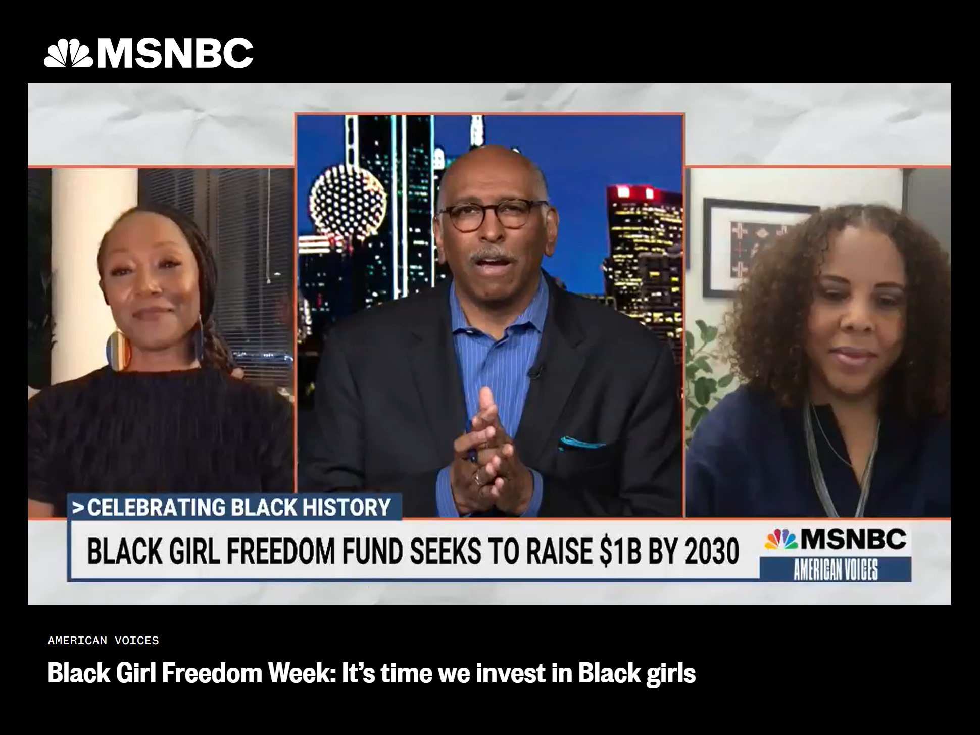MSNBC feature: “Black Girl Freedom Week: It’s time we invest in Black girls”
